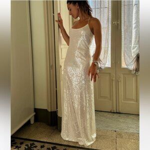 12th Tribe White Sequin Gown - NWT - Size XS